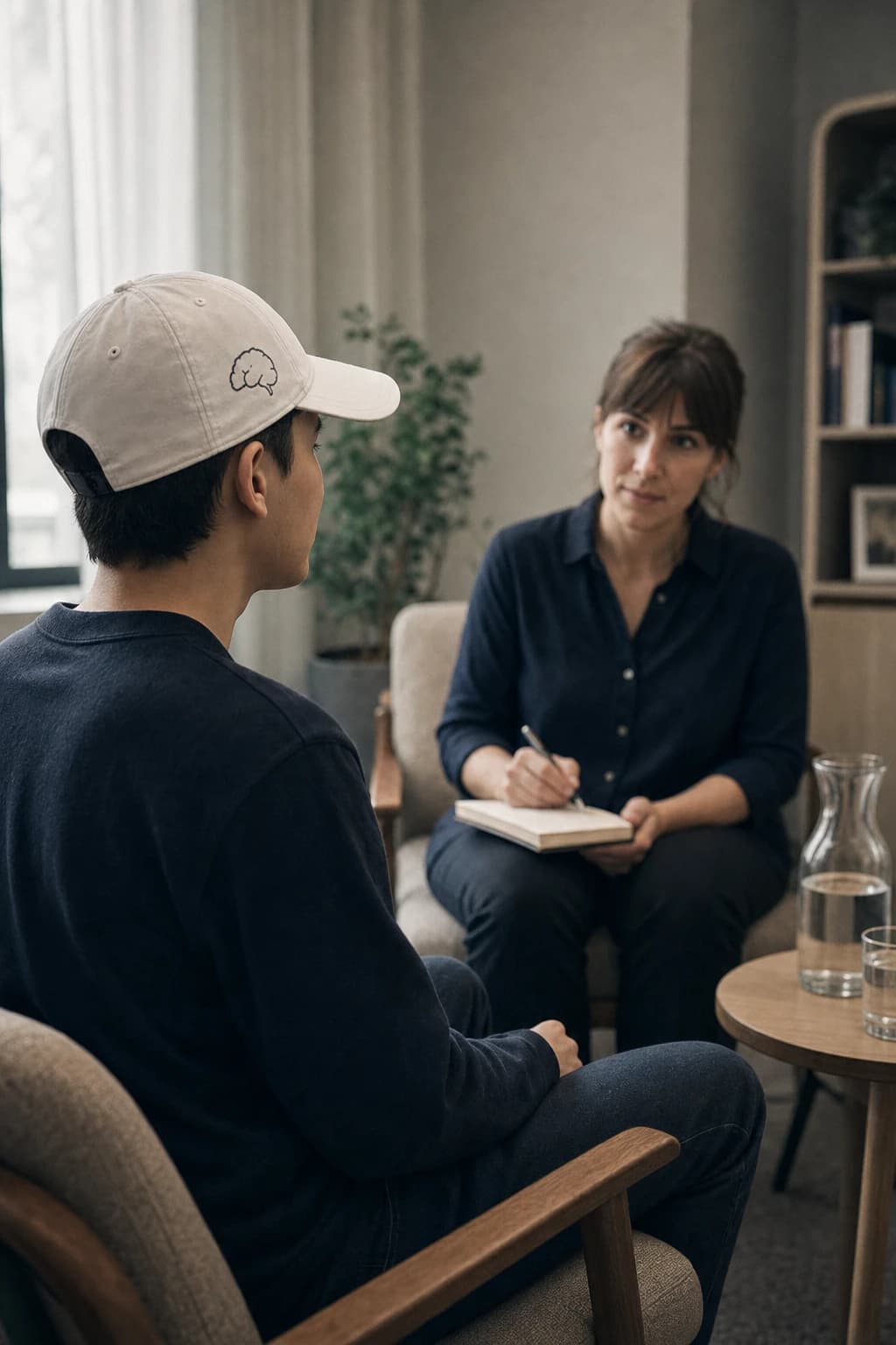 Participant and researcher in a quiet study conversation